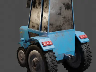 Old rusty tractor  Low-poly 3D model