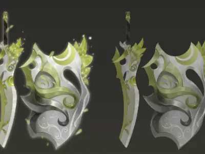 A series of game weapons and props Low-poly 3D model