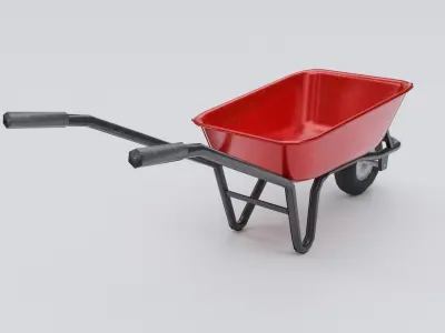 Wheelbarrow Low-poly 3D model 2