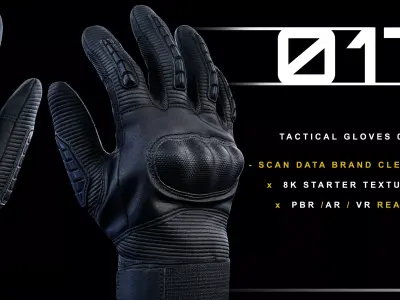 Tactical Gloves 017 Low-poly 3D model