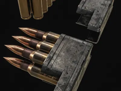 Rifle Mag and Ammo Pack PBR Low-poly 3D model