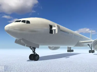 Airliner - aircraft with interior Low-poly 3D model