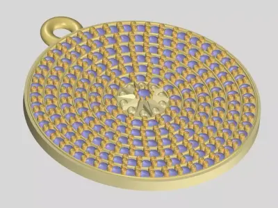 22mm Round Diamond Disc Pendant Design 3D print model