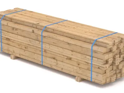 Wooden Beams 02 Low-poly 3D model