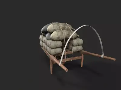 Wooden Cart Low-poly 3D model purchase