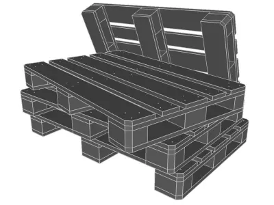 Wood Pallet EUR EPAL Low-poly 3D model