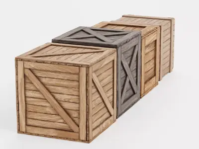 Wooden Crates Set V2 - Clean Transport and Storage Boxes 3D model