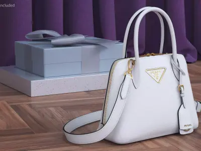 Leather White Bag Prada Promenade 3D model