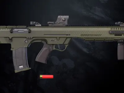 DF 122 Shotgun With Hands And weapon Case Low-poly 3D model