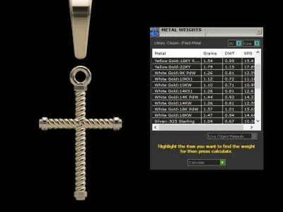 Cross Pendant Rope Twist 2 Size 3D print model