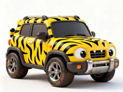 Chibi Stylized Tiger SUV Scout Low-poly 3D model