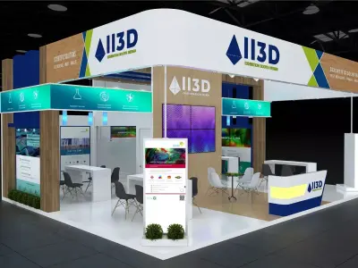 Exhibition Stand Stall Three Side Open 8X9 3D model