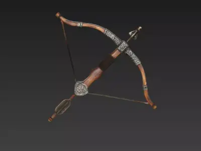 Bow and Arrow Ancient Crossbow - 3D Model 3D model