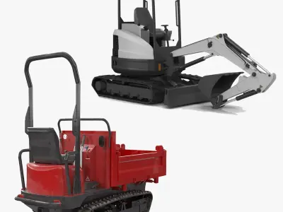 E 26 Compact Excavator and Tracked Carrier 3D model