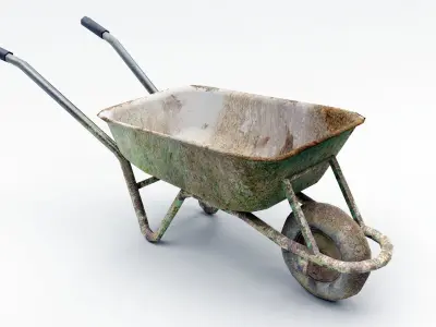 Dirty Wheelbarrow Low-poly 3D model
