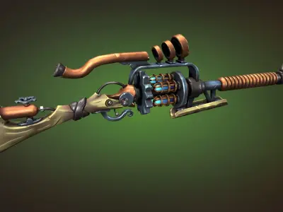 Steampunk sniper rifle Low-poly 3D model
