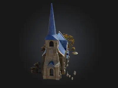 Miniature Stone Chapel  Tiny Sanctuary with Timeless Charm 3D model