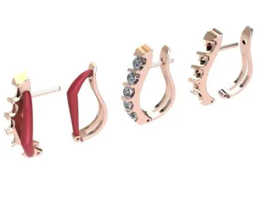 Diamond Hoop Droplet Earrings  3D print model