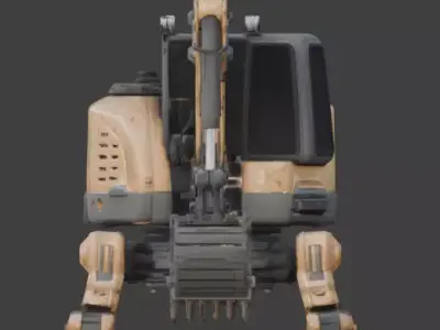 Title Stylized Chibi Sci-Fi Excavator Walker Low-poly 3D model