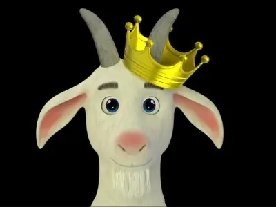 GOAT KING 3D CARTOON CHARACTER   Low-poly 3D model