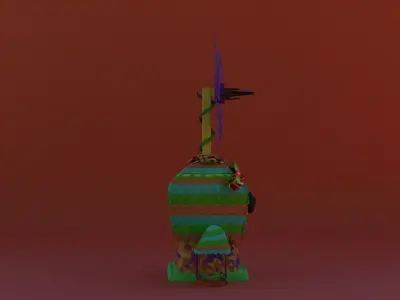 Cartoon Wind Mill Low-poly 3D model