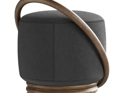 Hoop vallnut pouf 3D model