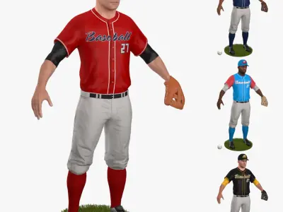 Baseball Players SET 3D model