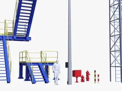 Metal tower for factory 3D model