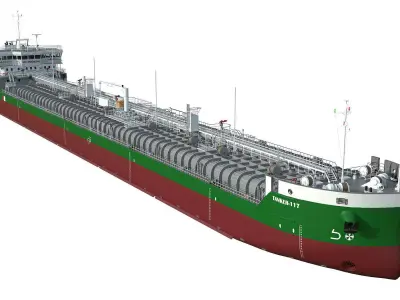 TANKER SHALLOW DRAFT GREEN  3D model