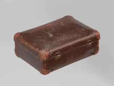 Leather Suitcase Small Old photogrammetry scan PBR 4K textures Low-poly 3D model