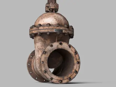 Industrial gate valve Low-poly 3D model