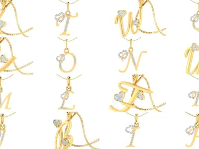 3DM 69 ALPHABET PENDANT FILES 3D Model Pack