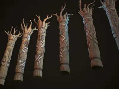 Totem wood 7 pbr 4k  Low-poly 3D model