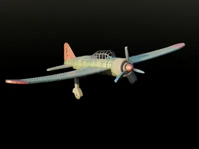 Aircraft Mitsubishi A6 Low-poly 3D model