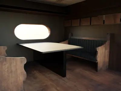 Old Train Interior Low-poly 3D model