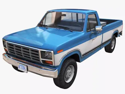 Standart pickup truck Low-poly 3D model