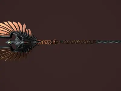 Rune staff Low-poly 3D model
