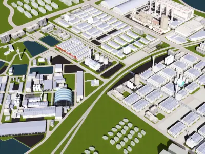 of Park Industrial View Birds-eye 3D model purchase