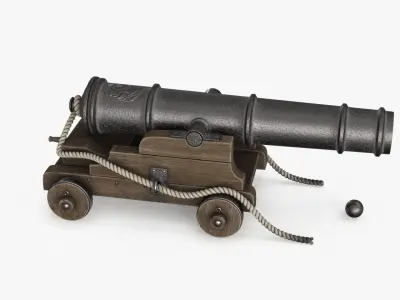 Vintage Cannon Mortar Low-poly 3D model
