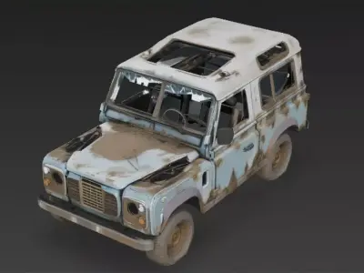 Abandoned Off-Road Vehicle Wreck Low-poly 3D model