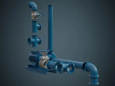 Water Pump 3A Low-poly 3D model