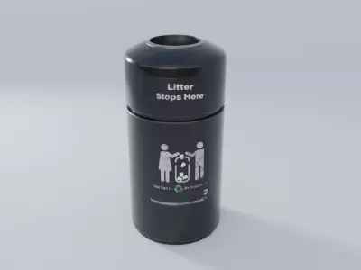 NYC Subway Trash Can 4K Low-poly 3D model