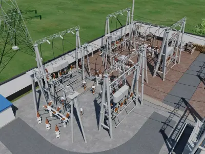 Electrical power substation-power station 3D model purchase