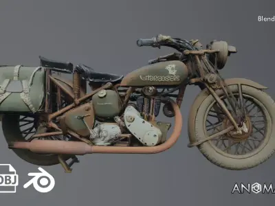 vintage motorcycle prop 3D model