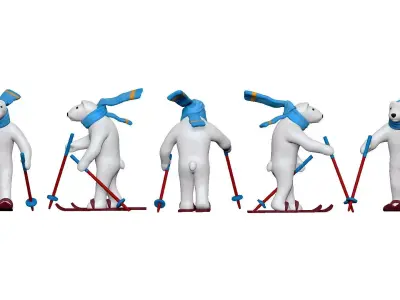 001334 white bear on the skies 3D model