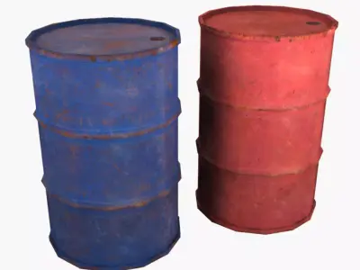 Oil Barrel Rusty Low-poly 3D model
