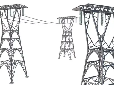 Power Lines Pylons 3D model