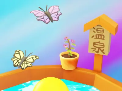 Bathing Chicks Low-poly 3D model