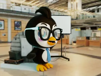 Cute Penguin Low-poly 3D model