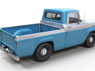 1958 American pickup truck Low-poly 3D model